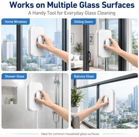 6-in-1 Magnetic Window Wiper, Double Sided Glass Cleaner,8-15mm Glass,2PCS - Image 5