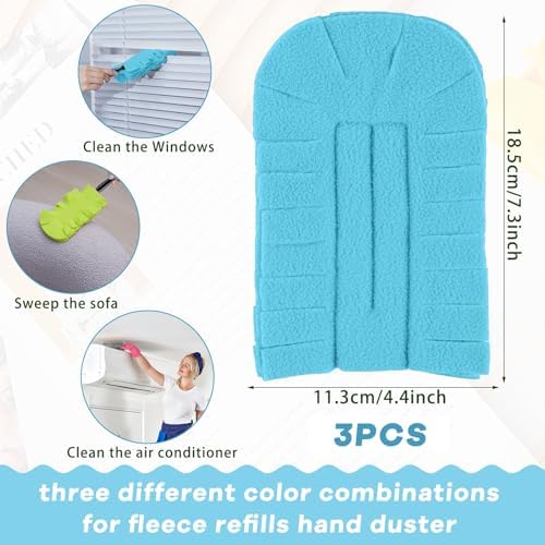 3 Pcs Reusable Duster Refills Washable Pads, Blue, Green, Gray - Image 2