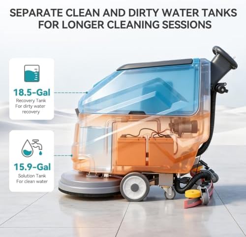 PX7 22" Commercial Walk Behind Floor Scrubber Machine, Heavy-Duty Motor - Image 5