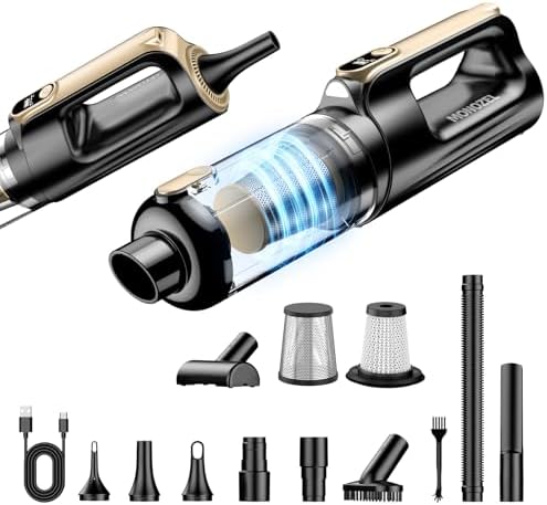 MONOZEL Mini Vacuum Cleaner for Car, 18000Pa 2 in 1 Vacuum Cleaner&Air Duster, 130W Brushless Motor Handheld Vacuum Cordless with 7800mAh Battery, LED Light, Multi-Nozzles for Home, Office, Pet by HumorUsGoods