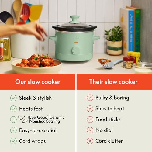 bella 1.5qt Non-Toxic Manual Slow Cooker with 3 Heat Settings, Seaglass - Image 7