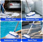 Floor Scrub Brush with Long Handle, 2 in 1 Deck Scrub Brush, Stiff Bristle Scrub Broom & Cleaning Brush for Tile Floor,Deck,Patio,Marble,Garage,Wall, Kitchen,Bathroom - Image 6