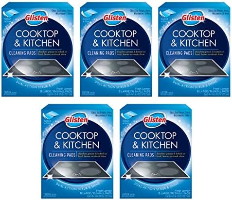 Glisten GC0608T Cooktop & Kitchen Cleaning, 8 Large/16 Small Pads Per Box, 5 Pack by Glisten