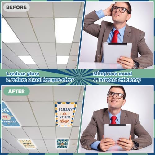 6Pcs Classroom Inspirational Fluorescent Magnetic Light Covers,2x4 FT Retro - Image 5