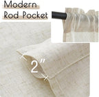 jinchan Rustic Linen Rod Pocket Tier Curtains, 26x45, 2 Panels, Natural - Image 4