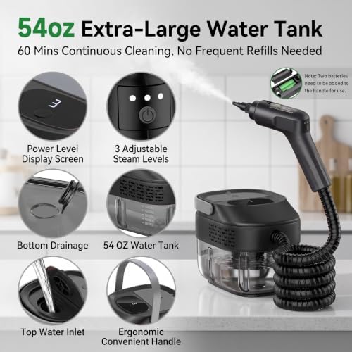 Steam Cleaner, 54oz Steamer for Cleaning, 16-Pcs Set for Home, Car - Image 5