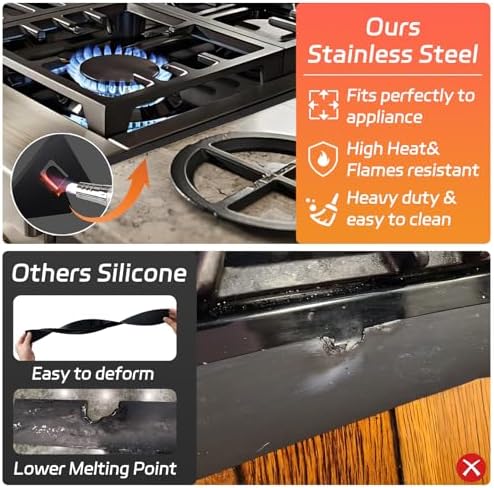 Stainless Steel Stove Gap Covers (2 Pack), Stove Gap Filler, Stove Counter Gap Guards for Kitchen, Range Trim Kit, Easy Clean with Heat Resistant, Adjustable Length 13.8” to 27.6”, Width 0.79" - Image 4