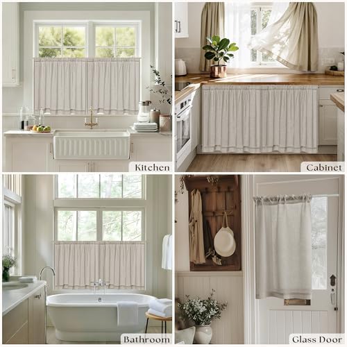 Burlywood Birch Cafe Curtains 24 Inch Length 2 Panels Rod Pocket - Image 2