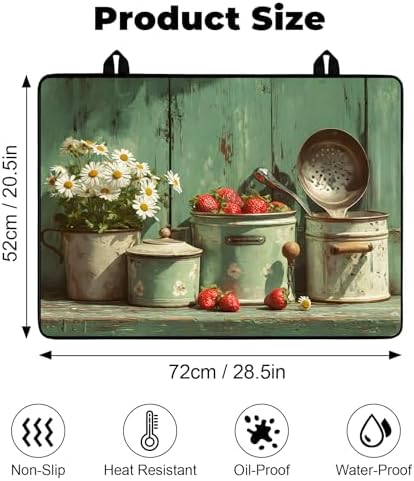 Heat-resistant Stove Top Cover - 28.5" X 20.5" Cooktop Protector Covers, Scratch-resistant Washable Pad Kitchen Countertop Mat (Green, 28.5" x 20.5") - Image 2