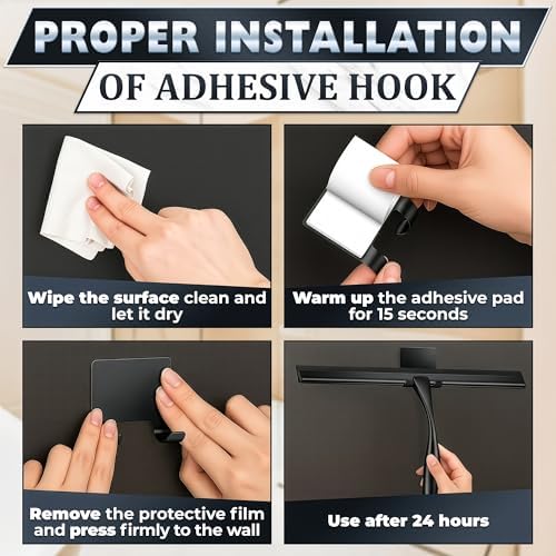 Stainless Steel Shower Squeegee, Glass, Silicone, 14 Inch (Black) - Image 5