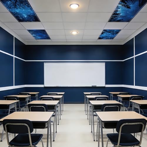 8 Pack Fluorescent Light Covers with 80 Magnets Decorative for Classroom Ceiling Light 4 x 2 Feet Magnetic Cover Filter Easy Install for Office School Home Hospital Drop Ceiling Supplies(Night Forest) - Image 7
