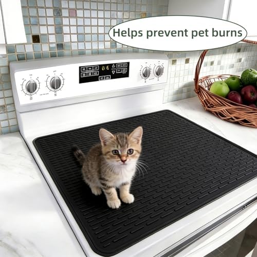 LONGKING Stove top Cover for Electric Stove - Silicone Stove Mat for Glass Top Stove, Range Covers for Electric Stove, Black, 28"x20" (Standard) - Image 5