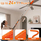 SISUPASSIE 30FT Reach High Ceiling Duster Kit, Window Cleaning kit with 5-24FT Extension Pole, Fan Duster for Ceiling Fan Blades, Microfiber Feather Duster, Rotatable Window Squeegee and Cobweb Duster - Image 6