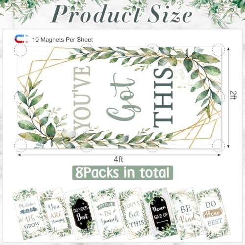 8Pcs Classroom Fluorescent Light Cover,2x4FT Green Eucalyptus Inspirational - Image 2