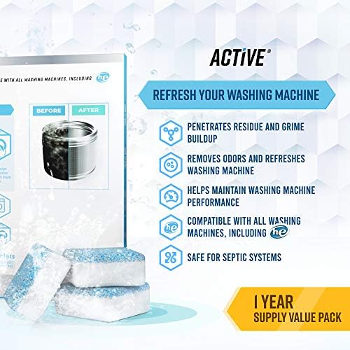 ACTIVE Washing Machine And Dishwasher Cleaning Tablets Bundle - Includes 12 Month Supply Dishwasher Cleaner Deodorizer & Washing Machine Descaler Deep Cleaning Tablets - 48 Tablet Set - Image 3