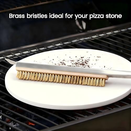Thornfield 26” Pizza Oven Brush with Scraper - Heat Resistant Brass Bristles, Extra Long Handle - Compatible with Ooni Ovens, Outdoor Ovens, BBQ Tools, Baking Stones and Griddles- Includes Spare Head - Image 3