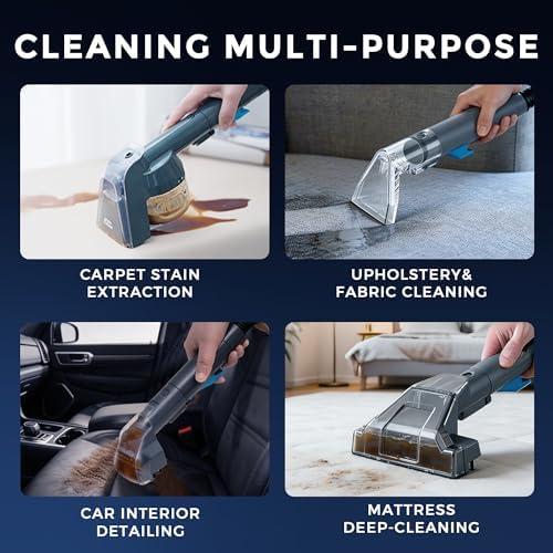 Hausmeister Hydroflex Pro Portable Carpet Cleaner and Pet Stain Remover, Upholstery Spot Cleaner Machine for Couch, Car Interior, Deep Cleaning Vacuum (Machine + 1 Solution & multi attachments) - Image 3