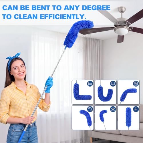 8 Pcs Microfiber Feather Duster Kit with Extension Pole - Image 4