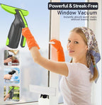 Window Vacuum Squeegee Cordless, 11" Rechargeable Window Vac Cleaner with Spray Bottle, Electric Squeegee for Windows, Tiles, Mirrors, 200ml Water Tank, WC04 - Image 2
