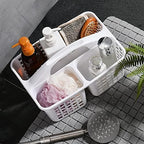 Portable Shower Caddy Basket Plastic Storage Basket with Compartments White - Image 2