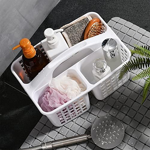 Portable Shower Caddy Basket Plastic Storage Basket with Compartments White - Image 2