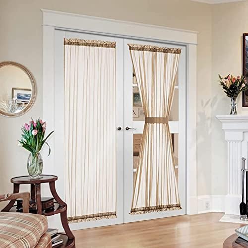 MIULEE Brown 40 x 72 Inches Sidelight Curtains for French Door Sheer Panels by MIULEE