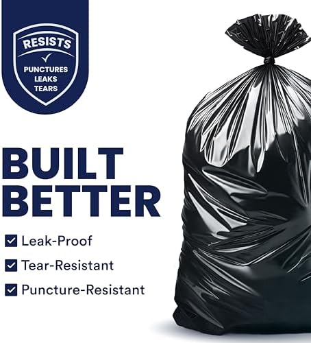 Plasticplace 55-60 Gallon Trash Bags, 1.2 Mil Heavy Duty Contractor Garbage Bags, Black Tear-Resistant Bags for Construction, Yard Waste, Industrial Use, Large 38” x 58” (100 Count) - Image 2