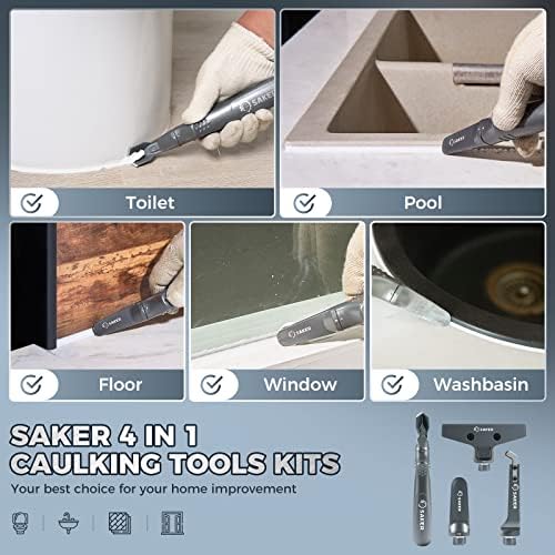Saker Caulking Tool Kit-Aluminum 4 in 1 Sealant Finishing Tool Grout Remove Scraper Caulk Remover Glass Glue Angle Scraper for Bathroom,Kitchen,Floor,Window,Sink Joint,Frames Seal Silver - Image 6