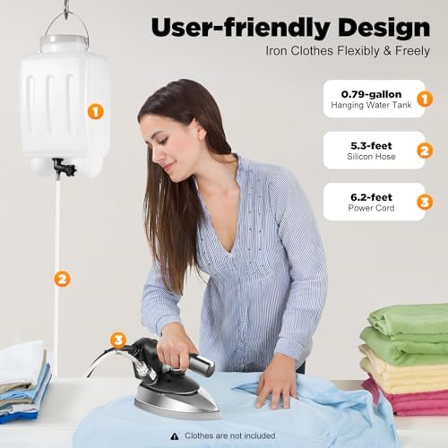 Industrial Iron Machine, Professional Gravity Feed Industrial Electric Steam Iron 1200W,Steam Iron for Clothes, 140~428℉,with 3L tank - Image 5
