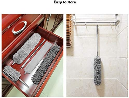 5-in-1 Microfiber Duster with Extension Pole (30-100") Kit for High Ceiling, Fan, Cobweb, Blind & Furniture, Bendable Washable Heads, Reusable Dusters for Cleaning - Image 5