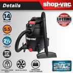 Shop-Vac 5801411 14-Gallon 5.5 Peak HP Wet/Dry Vac with Blower Function - Image 4