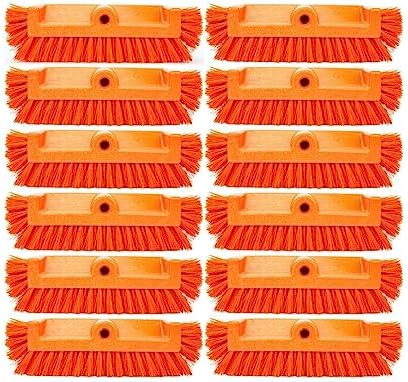 SPARTA Multi-Level Tile Scrub Brush 12" Wide Brush Head, Heavy-Duty Tile Cleaning Brush with End Bristles for Commercial Tiles, Tubs and Floor, Plastic, 12 Inches, Orange, (Pack of 12) by SPARTA