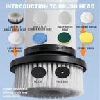 Electric Spin Scrubber- Ditch the Scrubbing! Long Handle Shower Scrubber with 9 Replaceable Heads - 2 Speed Cordless Brush Ensures Long Battery Life, Modern Design! (White) - Image 3