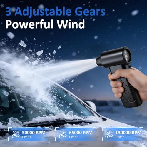 Compressed Air Duster, 130,000RPM Ultra-Powerful Cordless Electric Air Duster with 4000mAh Rechargeable Battery, 3-Gear Adjustable Air Blower for Keyboard, Computer, Car, Home Cleaning - Image 3
