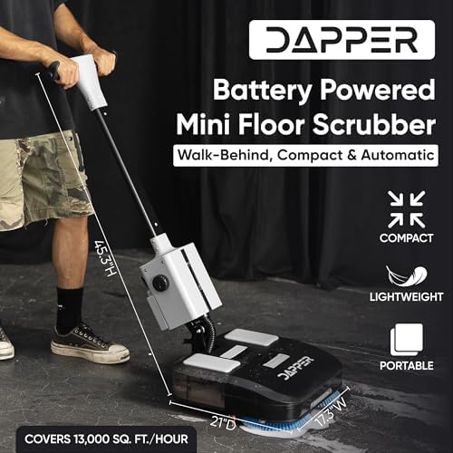 Battery Powered Walk Behind Mini Automatic Floor Scrubber Machine – Compact & Portable, 16” Cleaning Width, 1.5h Runtime, 3-Speed Brush – Ideal for Small Commercial Spaces, Offices, Retail - Image 2