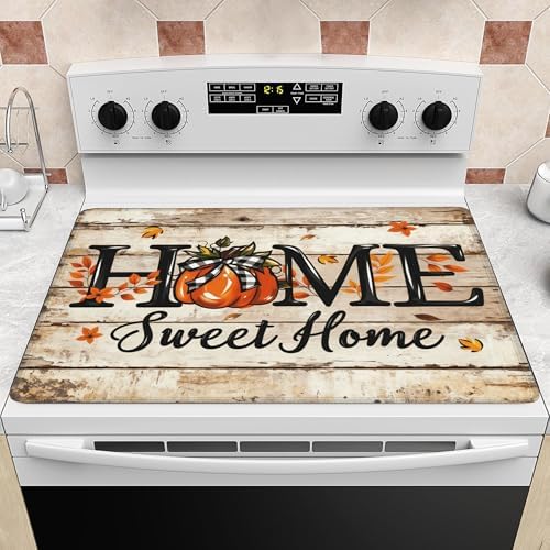 Fall Stove Top Cover for Electric Stove 28" x 20" Autumn Sweet Home Pumpkin Glass Flat Heat-Resistant Top Stove Mat for Kitchen Ceramic Countertop Oven Induction Cooktop by KIYIYZER