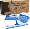 Microfiber Wholesale 24" Professional Microfiber Flat Mop – Wet, Dry & Dust for Hardwood, Vinyl Plank, Laminate & Tile – Commercial Flat Mop System, 64" Stainless Handle, 3 Reusable Pads by MicrofiberWholesale
