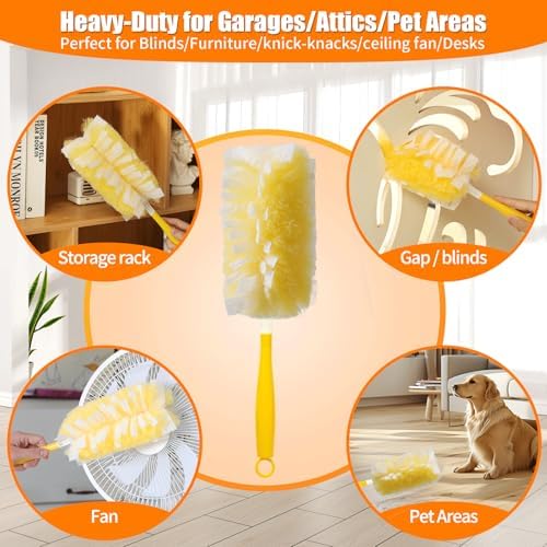 40 Count 360° Heavy Duty 2 Sided Duster Refills Compatible with Swiffer, Large Size-Extra Thick Disposable Electrostatic Feather Duster Refill with 1 Short Handle for Furniture, Blinds, Ceiling - Image 7