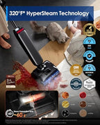 Tineco Floor One S9 Artist Steam Wet Dry Vacuum Cleaner, High-Temp Steam Cleaning, 22kPa Suction, 360° SmoothDrive, Anti-Tangle Design, 185°F Flashdry, Long Runtime, 180° Lay-Flat - Image 4
