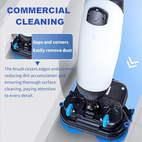 Battery Powered Walk Behind Mini Automatic Floor Scrubber Machine – Compact & Portable, 17” Cleaning Width – Ideal for Small Commercial Spaces, Offices, Retail & More White - Image 2