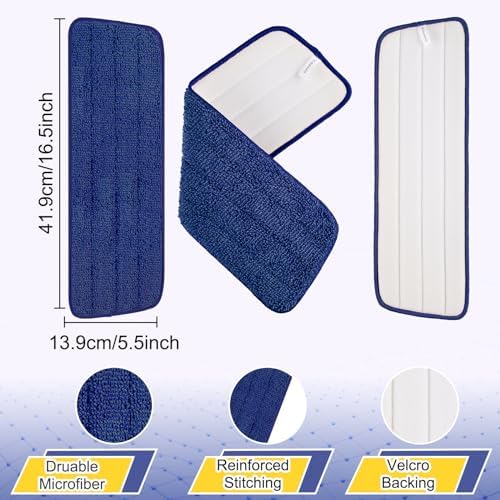 16.5 inch Reusable Mop Pads Microfiber Spray Mop Replacement Heads for Wet/Dry Mops Compatible with Bona Floor Care System (5 Pack) - Image 3