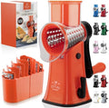 Rotary Cheese Grater Manual Hand Crank 5 Blade Shredder, Orange & Black by ZulayKitchen