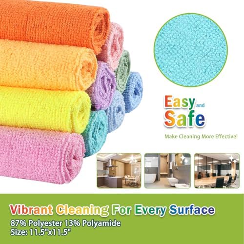 AIDEA Microfiber Cleaning Cloth, 10PK, Cleaning Rags, 11.5"×11.5" - Image 6