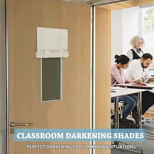 RYB HOME Faux Linen Blended Curtain for Classroom Glass Window, Light Filtering Small Door Window Draperys Privacy for Kitchen Dinning Home,1 Panel, 12W x 40L inches,Linen - Image 2