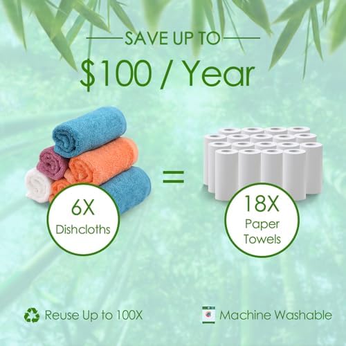 Dish Washcloths 12 Pack,Reusable Cleaning Terrycloth,14''x10'',Multi-Color - Image 3