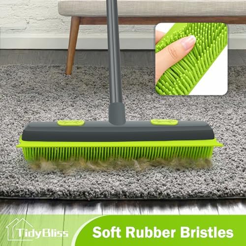 TidyBliss Pet Hair Removal Rubber Broom with Silicone Squeegee (Green) - Image 2