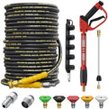 5000PSI Pressure Washer Hose and Gun, 3/8’’ Power Hose 100FT by TechSweeppro