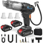 3 in 1 Cordless Car Vacuum and Air Compressor, LED Light,5000PA Powerful Suction&150PSI Auto-Shutoff Tire Inflator, with 3 Filters,45W Fast Charging for Car, Home,Motorcycle, Bicycle, Air Mattres by Zapvolt
