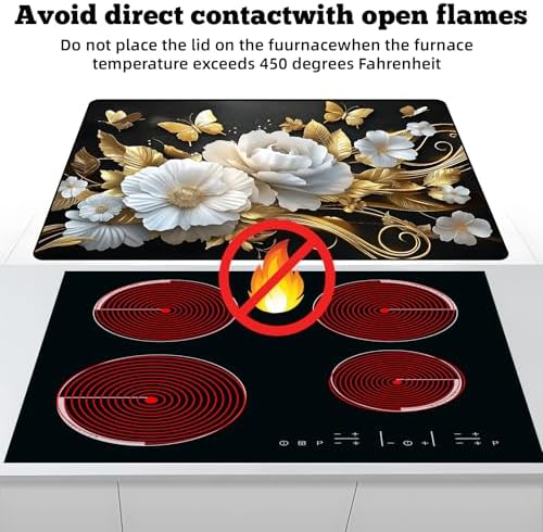 Multi-Design Stove Top Cover for Glass/Electric Stoves - 3-in-1 Heat-Resistant Protector Mat, Non-Slip Drying Rack 28"x20" (Butterfly-Flower) - Image 3