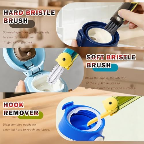 3 in 1 Cup Lid Cleaning Brush, Multifunctional Crevice Cleaning Brush for Water Bottle Insulated Cup Pacifier Tumbler Lid Groove Narrow Space Detail Cleaner Home Kitchen Gadgets(3 PCS) - Image 3
